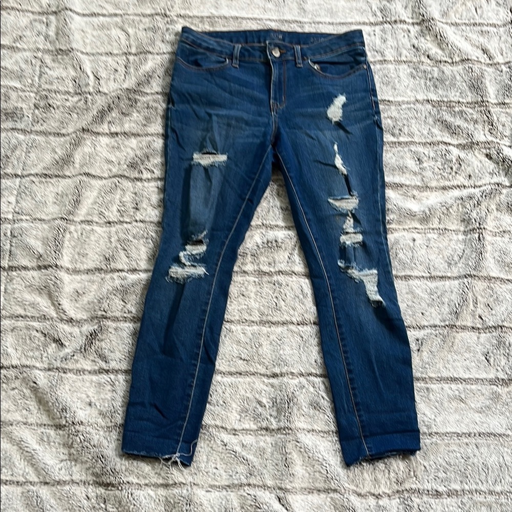 a.n.a Blue Ankle Cropped Distressed Jeans